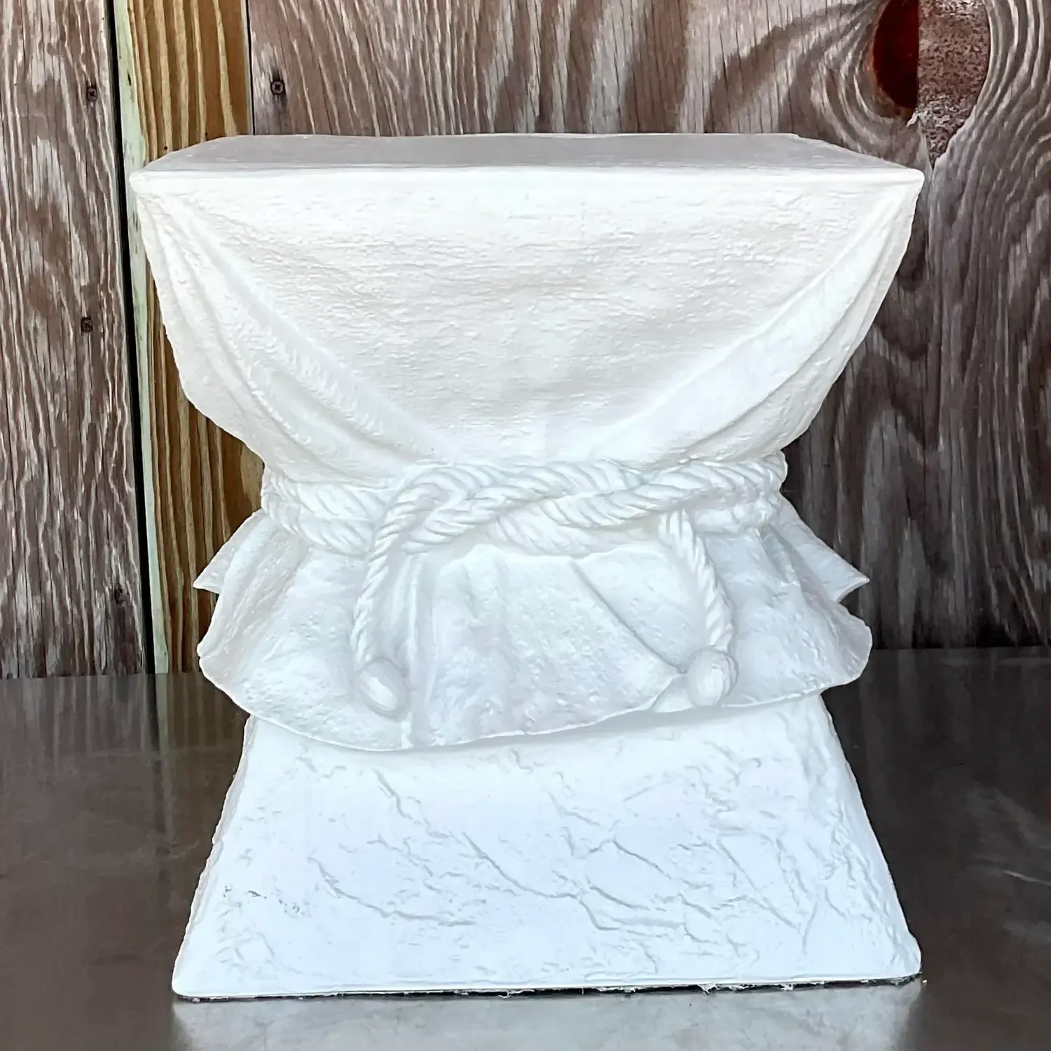 Vintage Boho Plaster Tie Low Stool After John Dickinson — additional photo 4