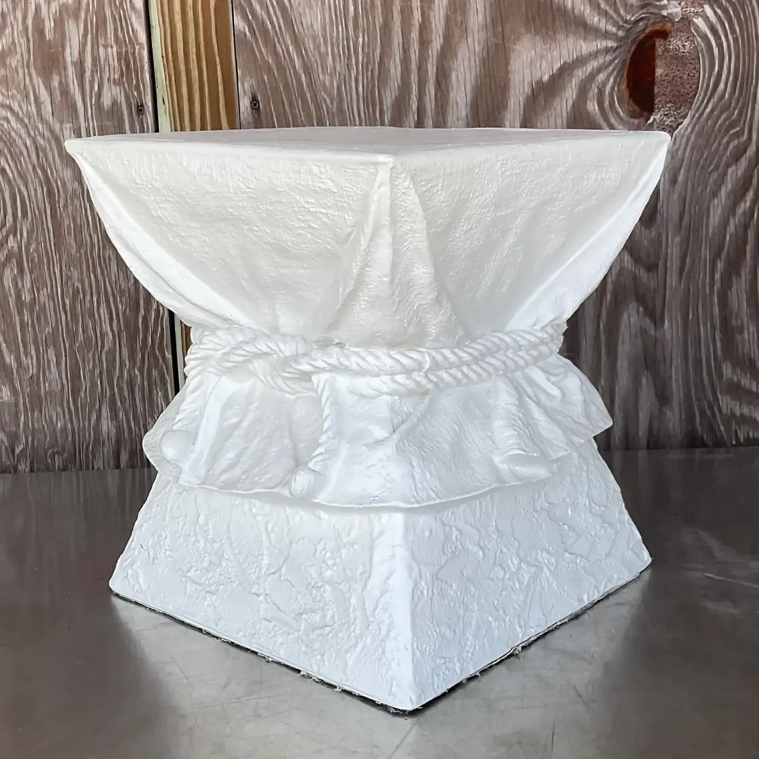 Vintage Boho Plaster Tie Low Stool After John Dickinson — additional photo 5
