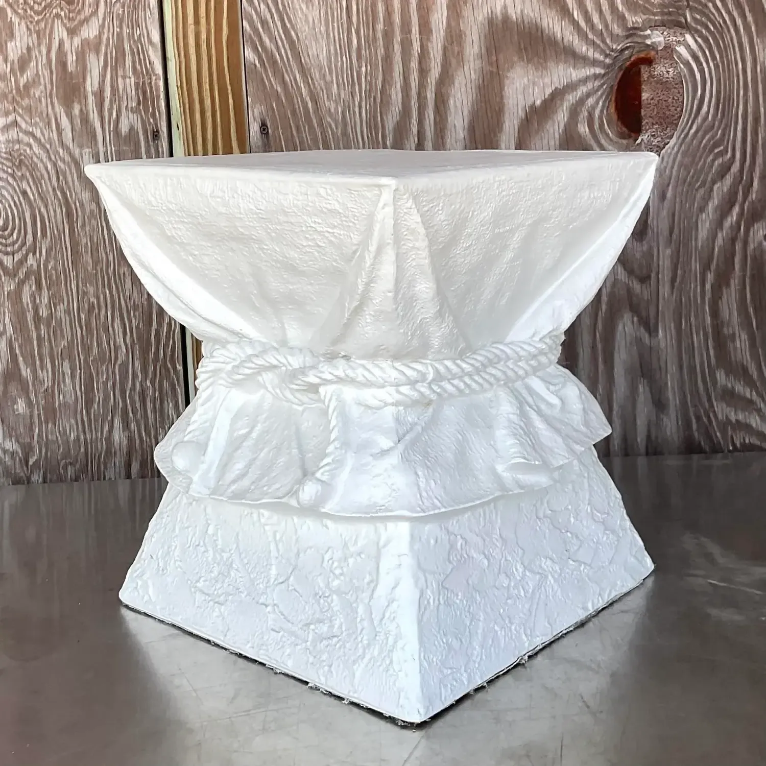 Vintage Boho Plaster Tie Low Stool After John Dickinson — additional photo 6