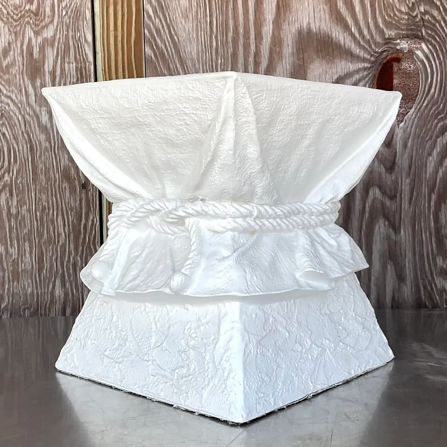 Vintage Boho Plaster Tie Low Stool After John Dickinson — additional photo 7