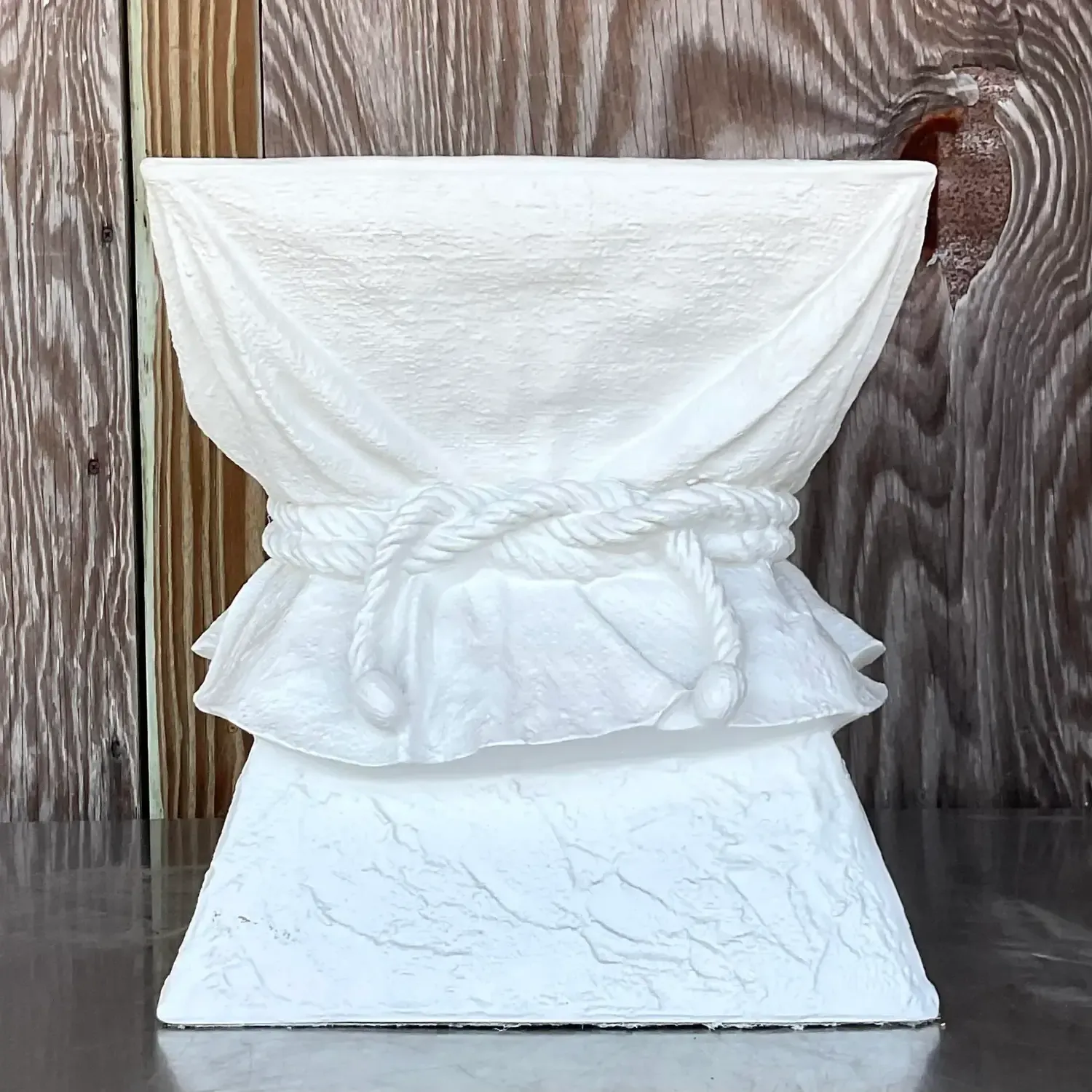 Vintage Boho Plaster Tie Low Stool After John Dickinson — additional photo 8