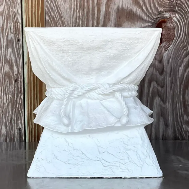 Vintage Boho Plaster Tie Low Stool After John Dickinson — additional photo 8