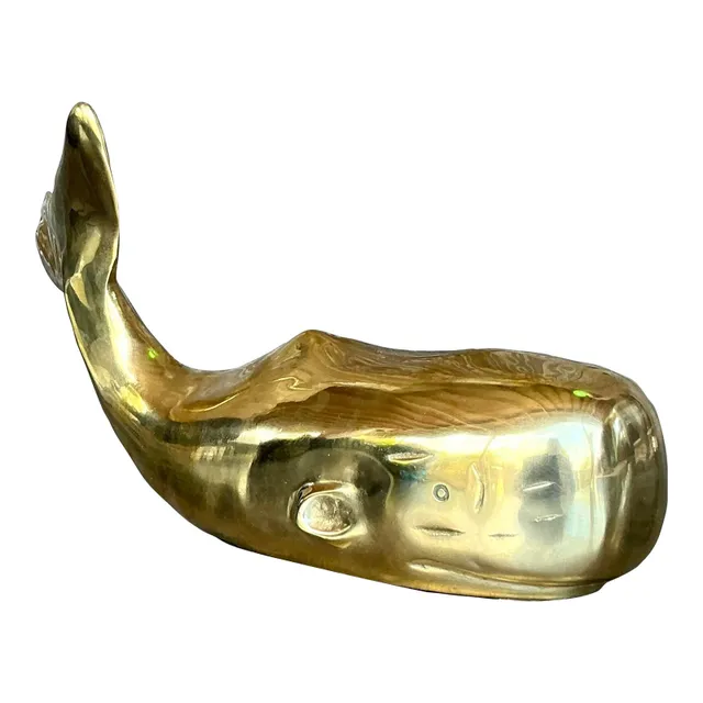 Vintage Boho Polished Brass Whale — additional photo 1