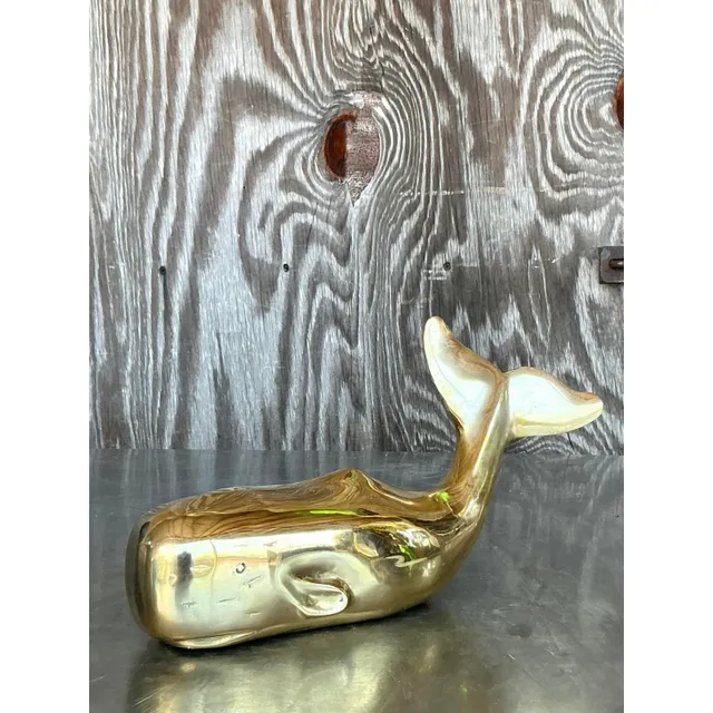 Vintage Boho Polished Brass Whale — additional photo 3