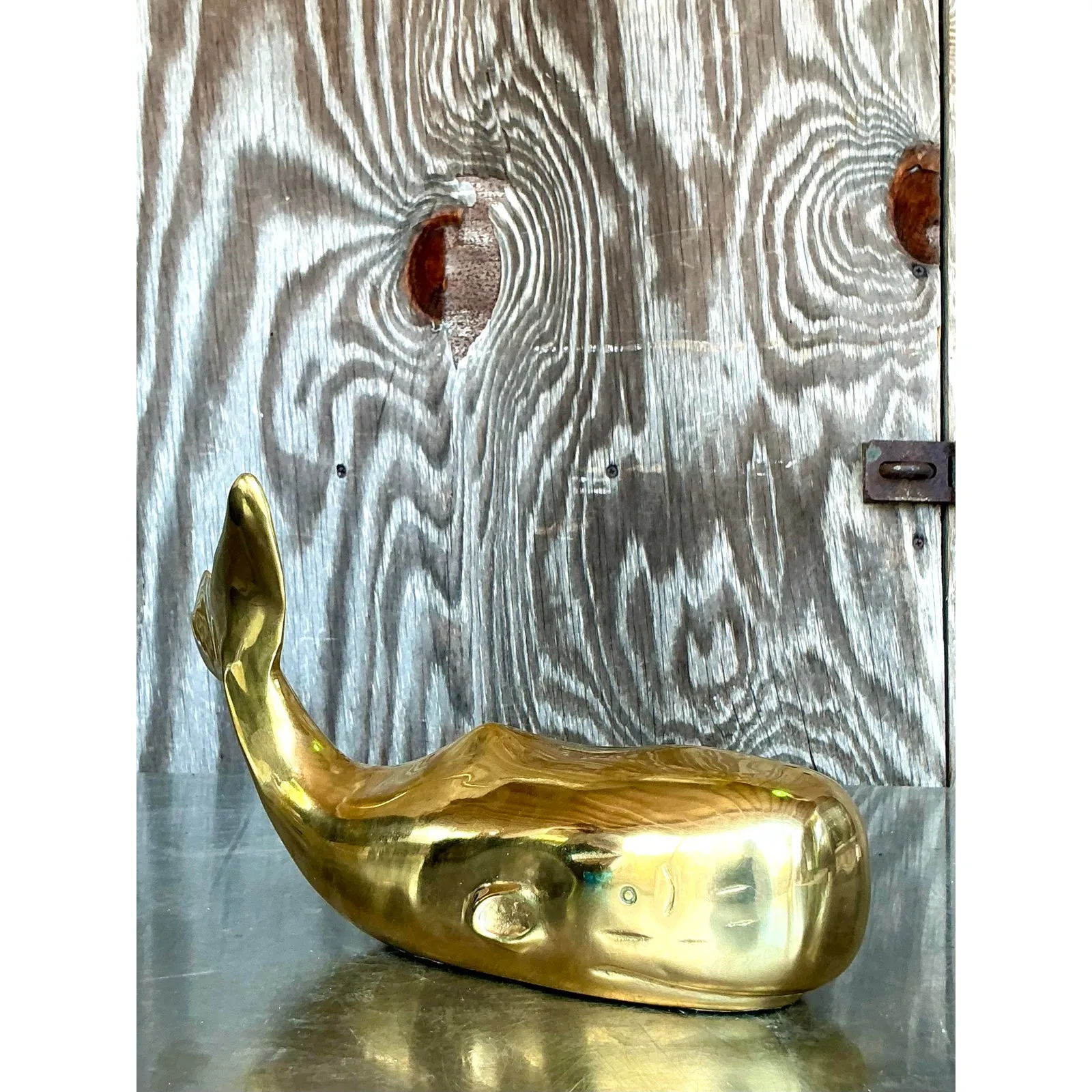 Vintage Boho Polished Brass Whale — additional photo 6