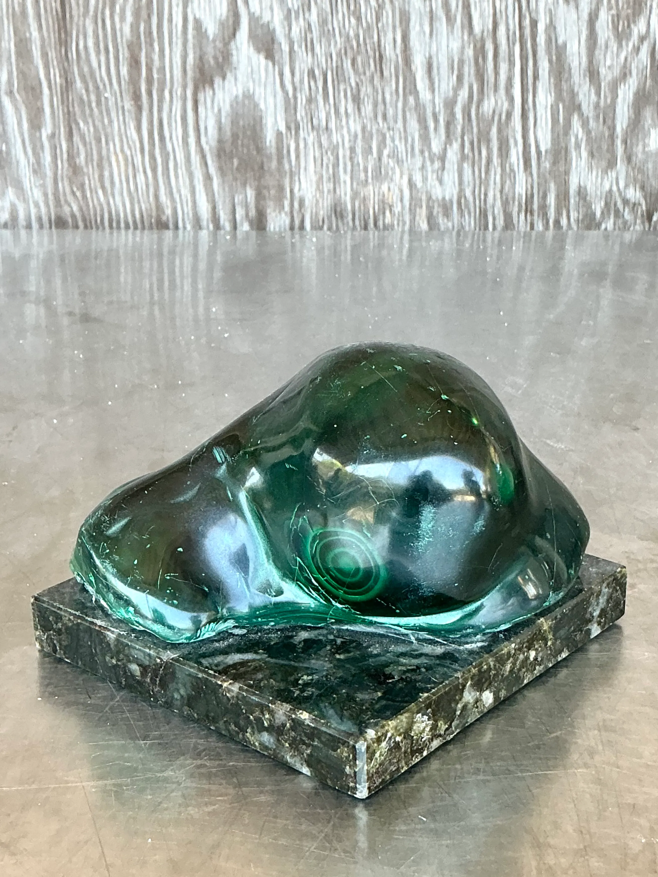 Vintage Boho Polished Malachite Sculpture — additional photo 1