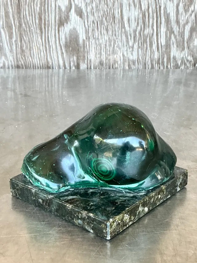 Vintage Boho Polished Malachite Sculpture — additional photo 1