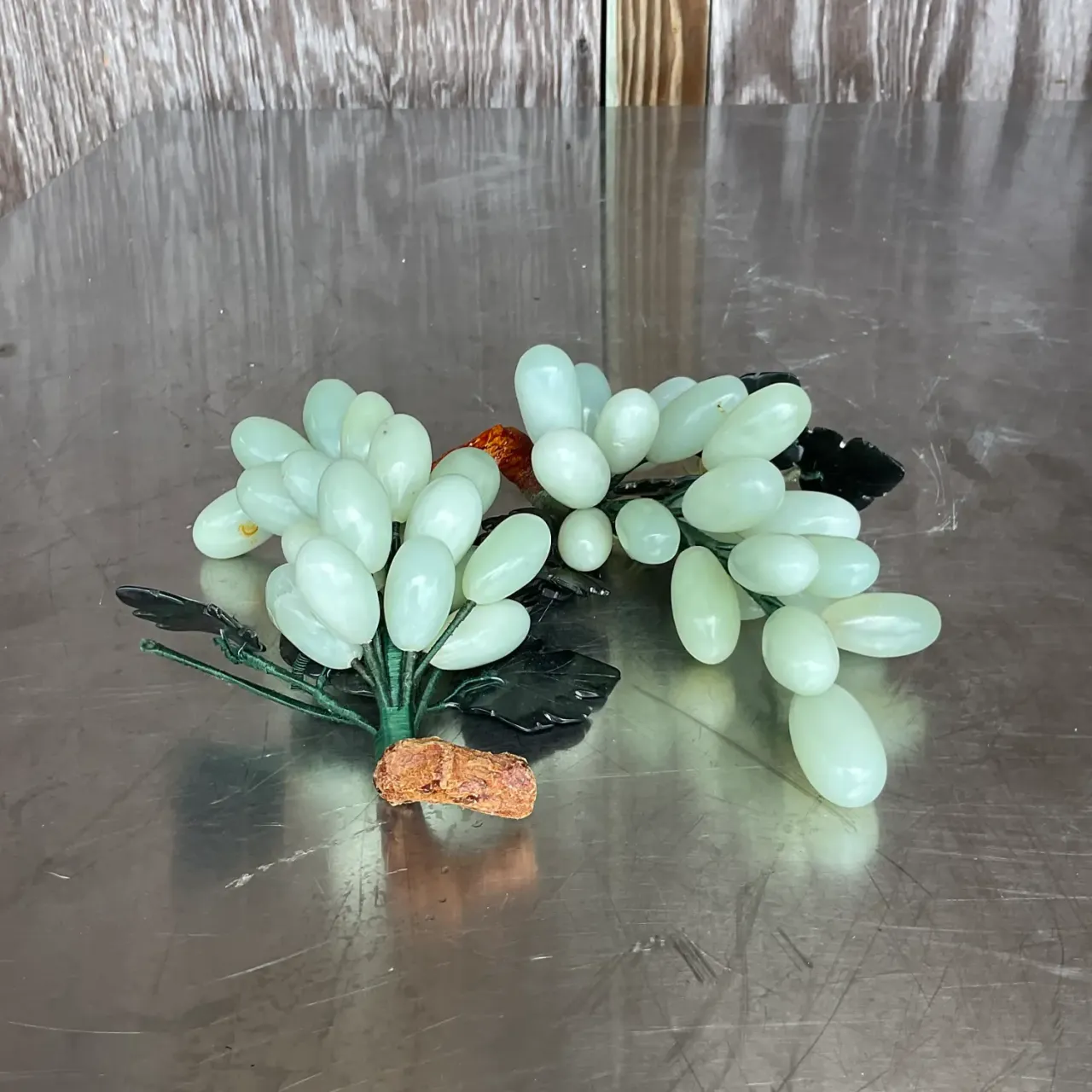Vintage Boho Polished Stone Grape Clusters - a Pair