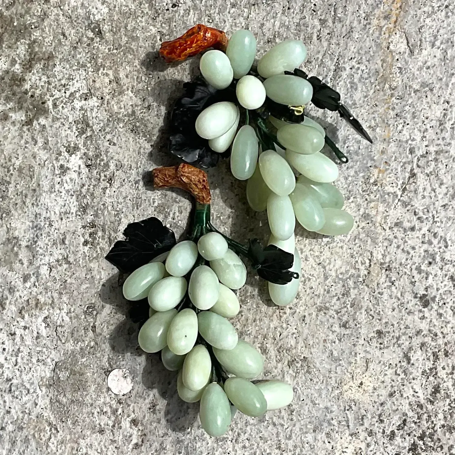 Vintage Boho Polished Stone Grape Clusters - a Pair — additional photo 3