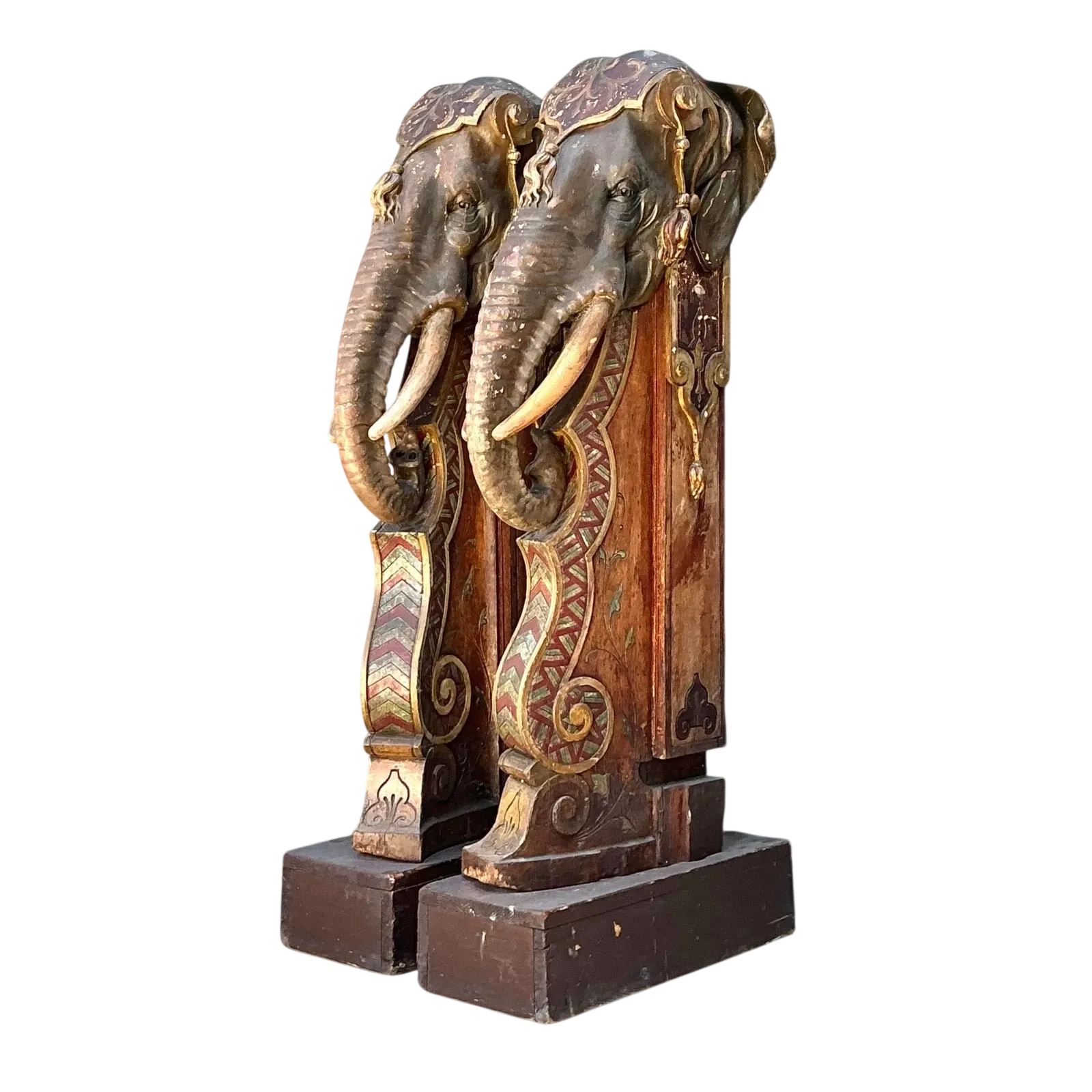 Vintage Boho Polychromed Elephant Statues - A Pair — additional photo 2