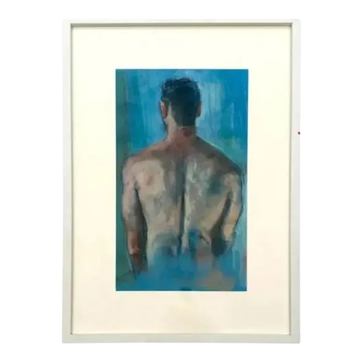 Vintage Boho Portrait of a Man Oil Pastel on Canvas