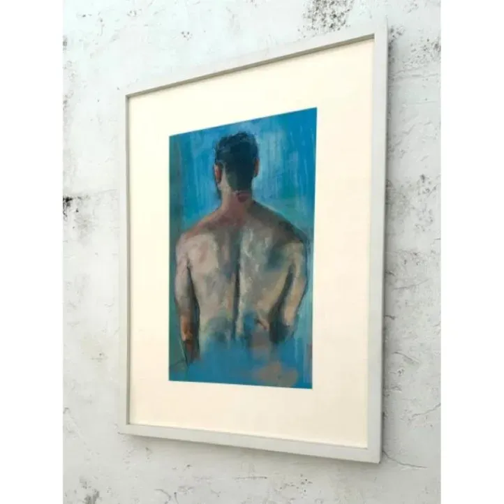 Vintage Boho Portrait of a Man Oil Pastel on Canvas — additional photo 1