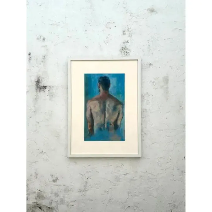 Vintage Boho Portrait of a Man Oil Pastel on Canvas — additional photo 2
