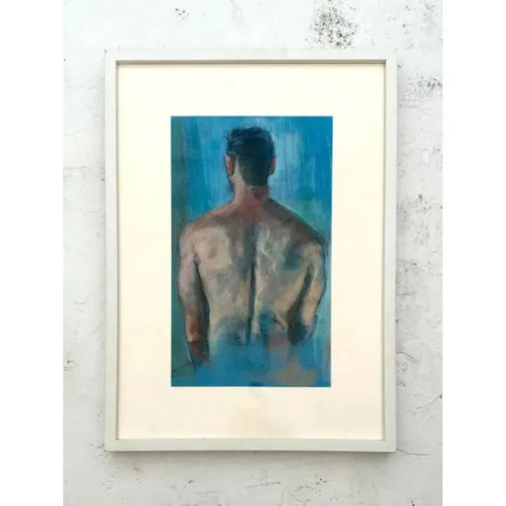 Vintage Boho Portrait of a Man Oil Pastel on Canvas — additional photo 3