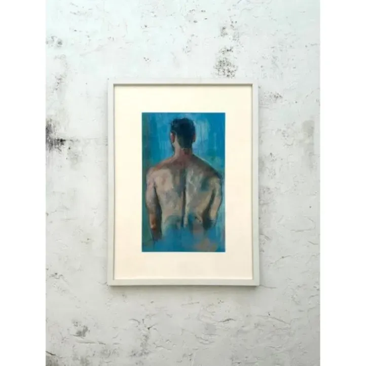 Vintage Boho Portrait of a Man Oil Pastel on Canvas — additional photo 4