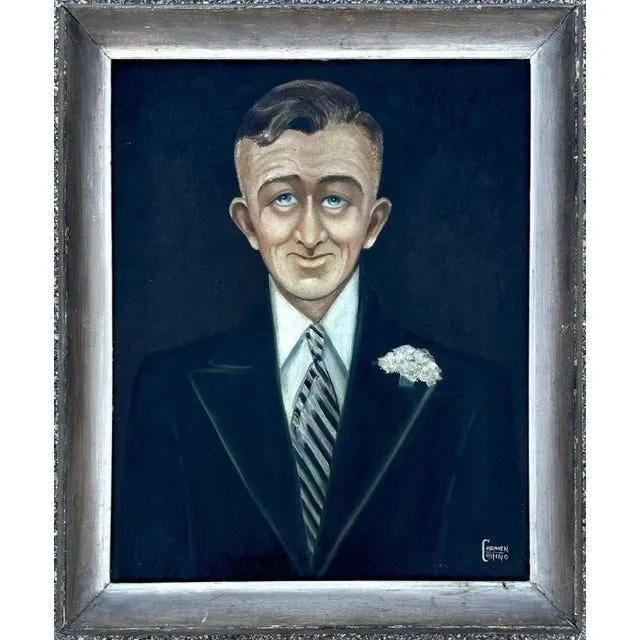 Vintage Boho Portrait of Man Oil on Canvas