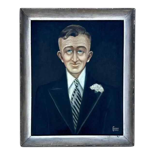 Vintage Boho Portrait of Man Oil on Canvas — additional photo 1