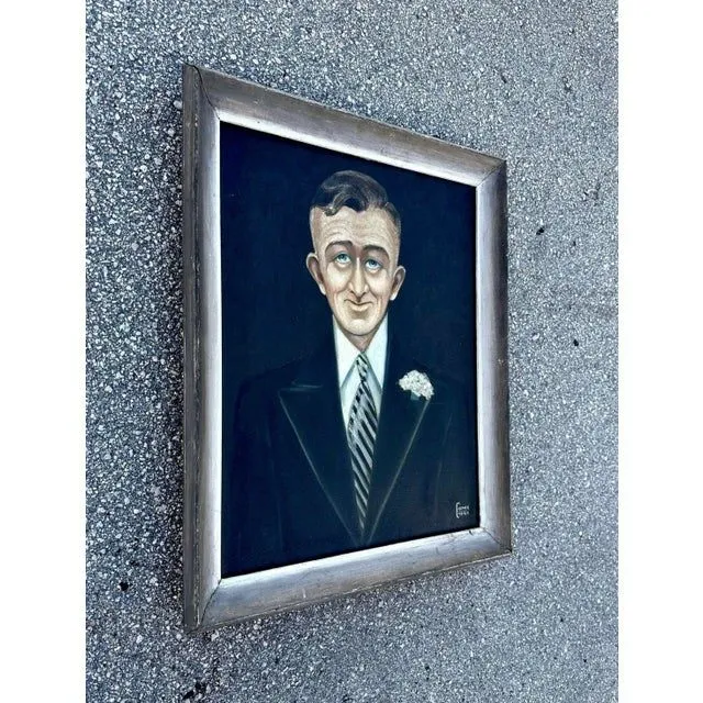 Vintage Boho Portrait of Man Oil on Canvas — additional photo 2