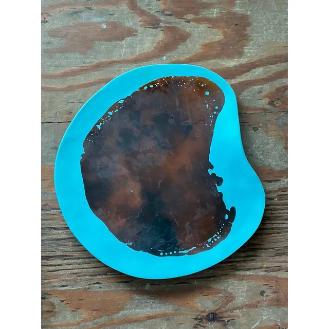 Vintage Boho Poured Resin Plate With Abstract Paint Detail — additional photo 1
