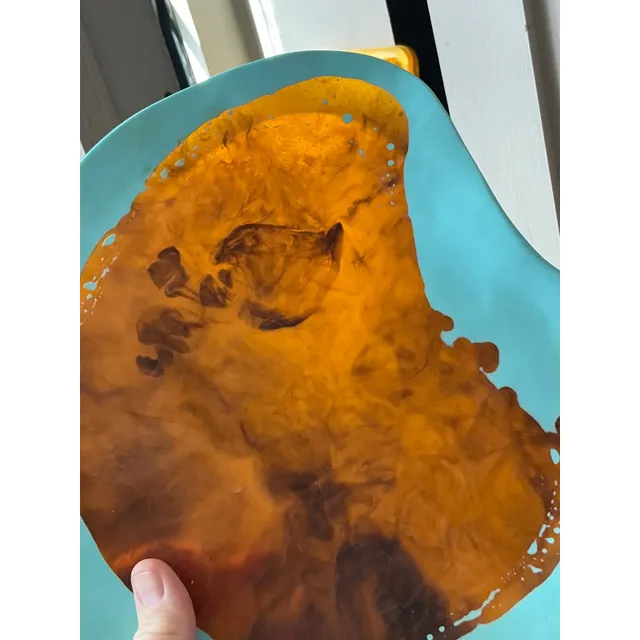 Vintage Boho Poured Resin Plate With Abstract Paint Detail — additional photo 2