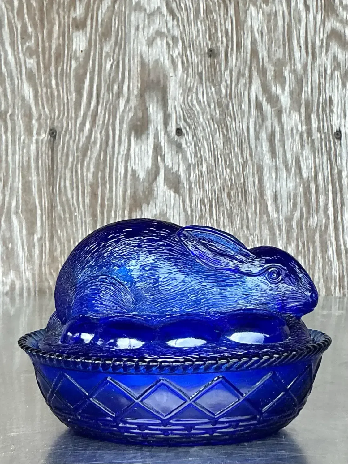 Vintage Boho Pressed Glass Rabbit Lidded Trinket Dish — additional photo 8