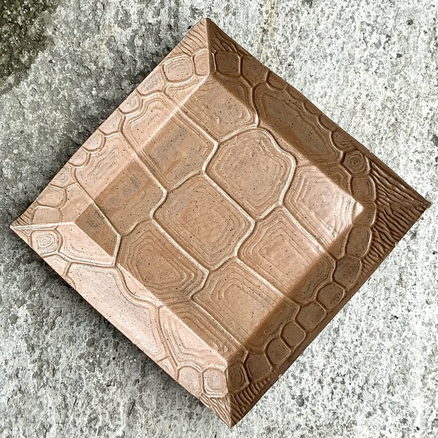 Vintage Boho Pressed Turtle Shell Pattern Ceramic Tray — additional photo 2