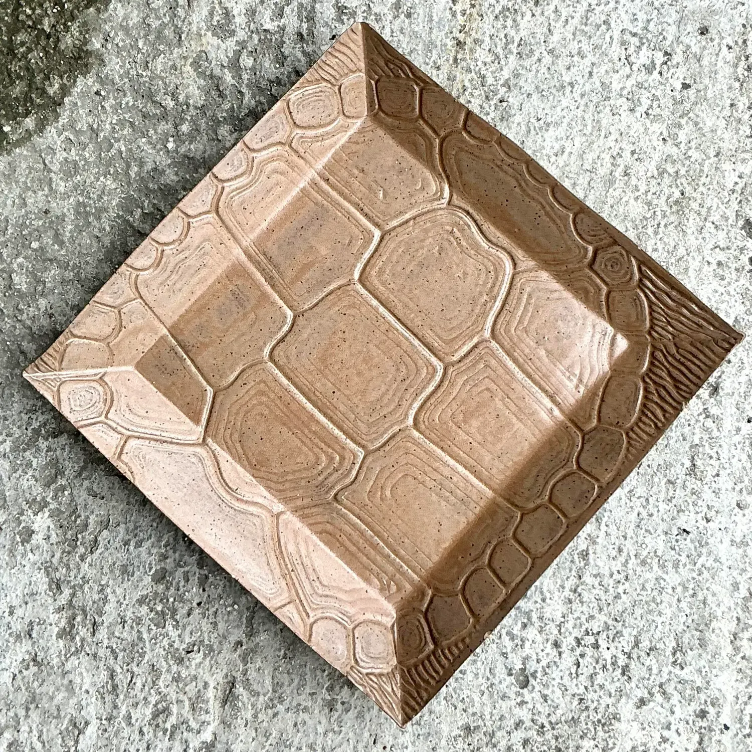 Vintage Boho Pressed Turtle Shell Pattern Ceramic Tray — additional photo 3