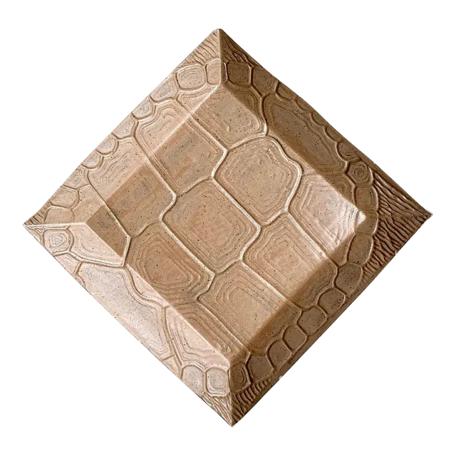 Vintage Boho Pressed Turtle Shell Pattern Ceramic Tray — additional photo 5
