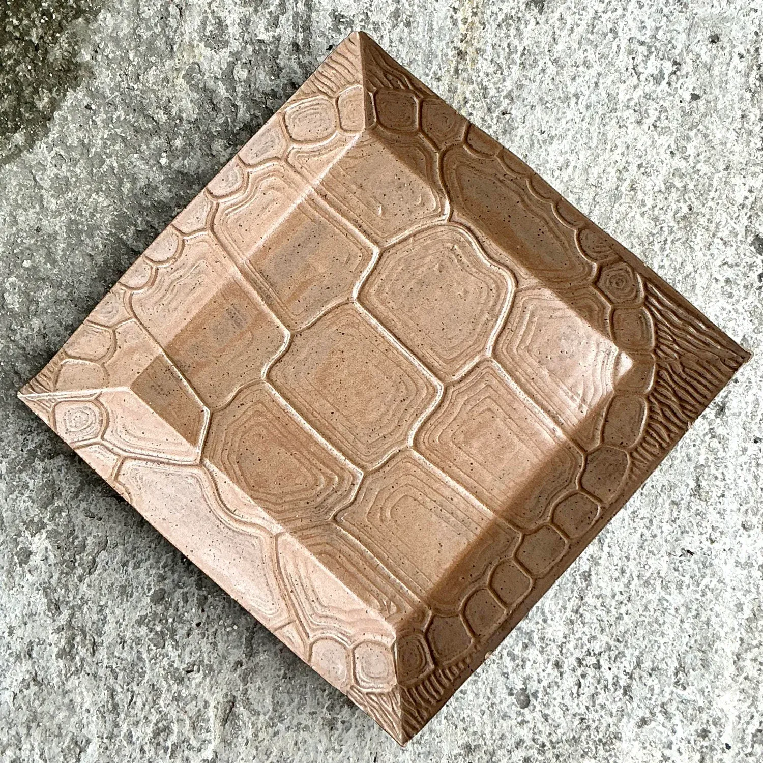 Vintage Boho Pressed Turtle Shell Pattern Ceramic Tray — additional photo 6