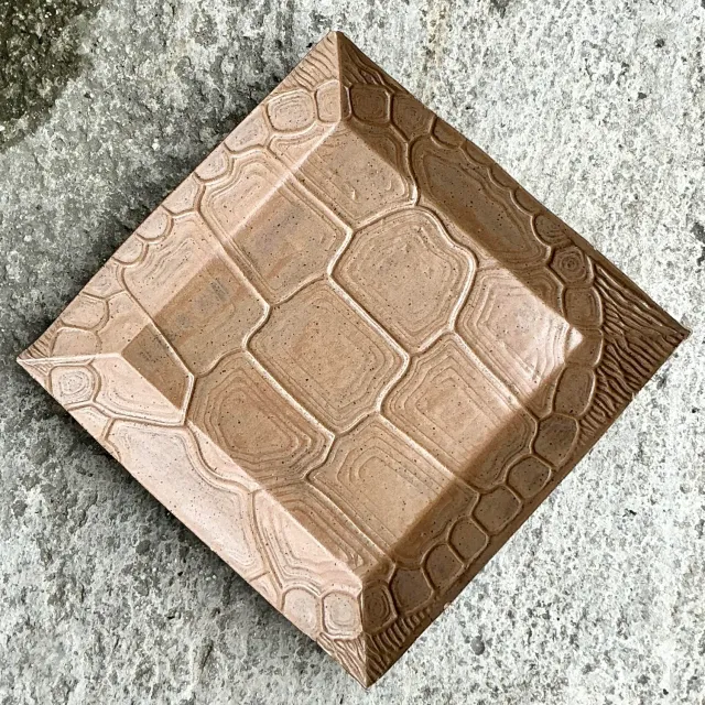 Vintage Boho Pressed Turtle Shell Pattern Ceramic Tray — additional photo 7