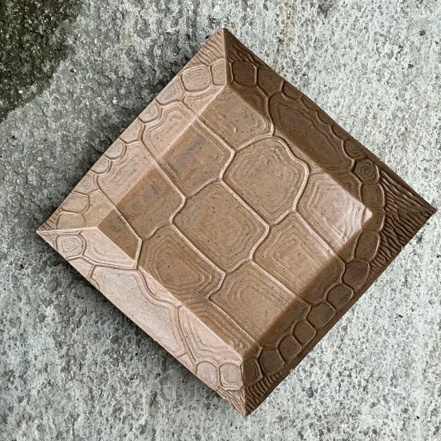 Vintage Boho Pressed Turtle Shell Pattern Ceramic Tray — additional photo 8