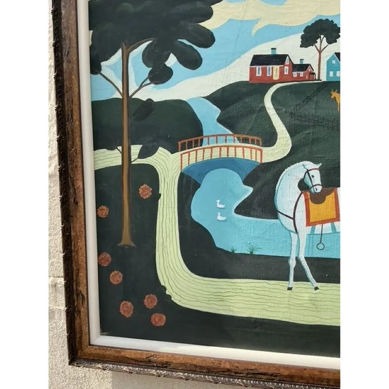 Vintage Boho Primitive Figurative Oil Painting - Oil Paint, 31.8W x 21.75H — additional photo 2