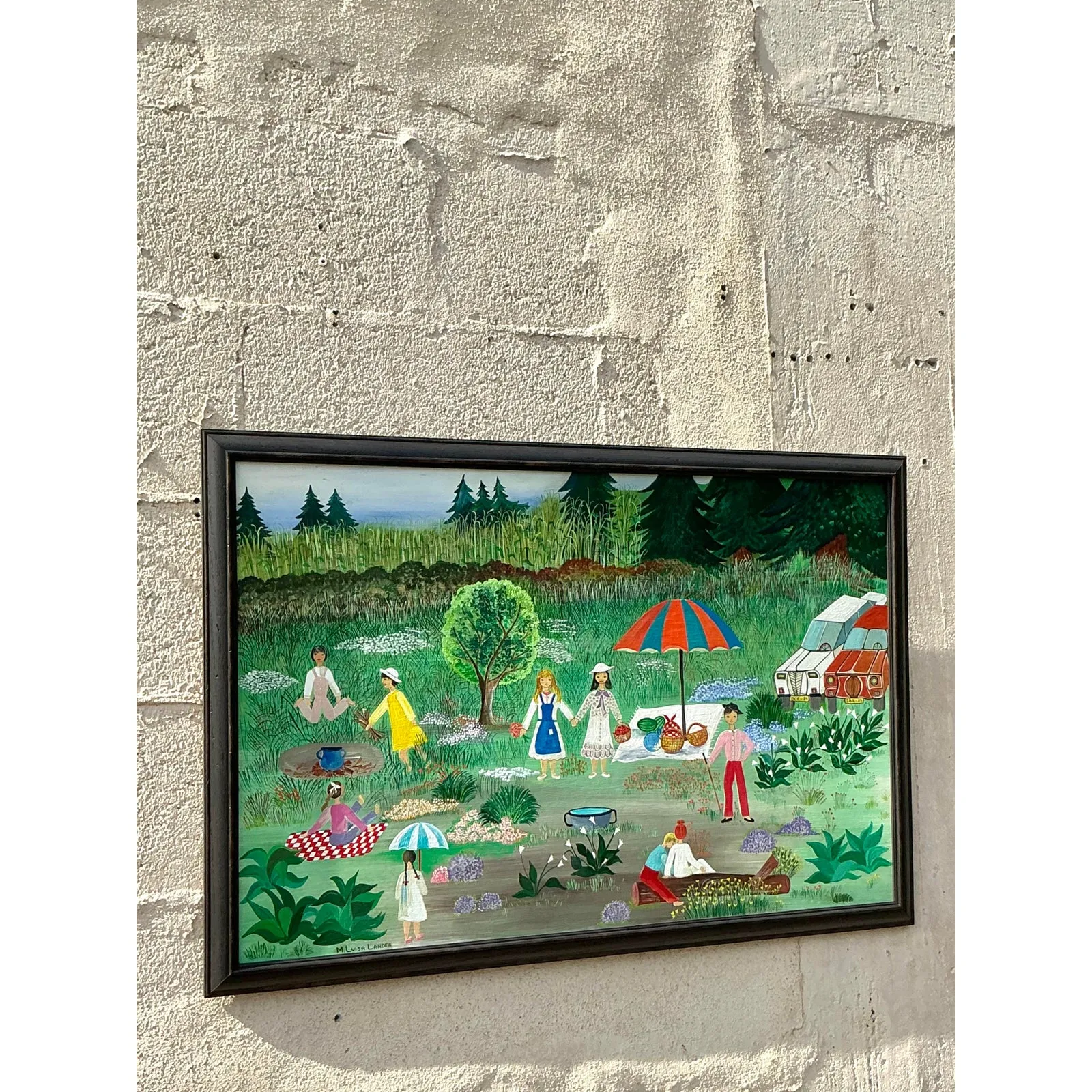Vintage Boho Primitive Figurative Oil Painting - Oil Paint, 31.8W x 21.75H — additional photo 6