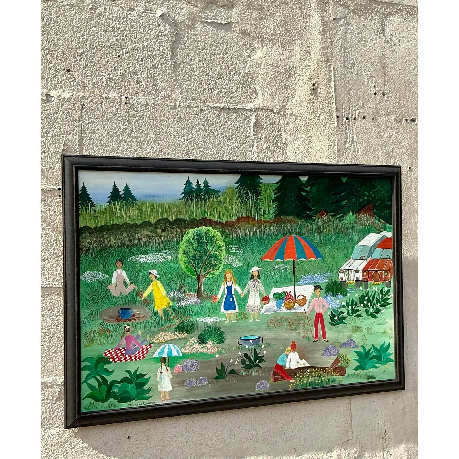 Vintage Boho Primitive Figurative Oil Painting - Oil Paint, 31.8W x 21.75H — additional photo 8