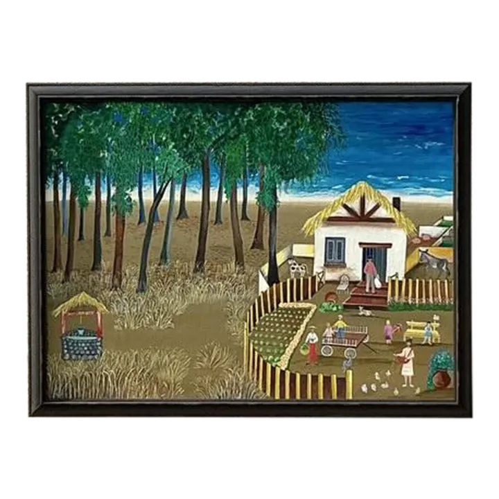 Vintage Boho Primitive Landscape Painting