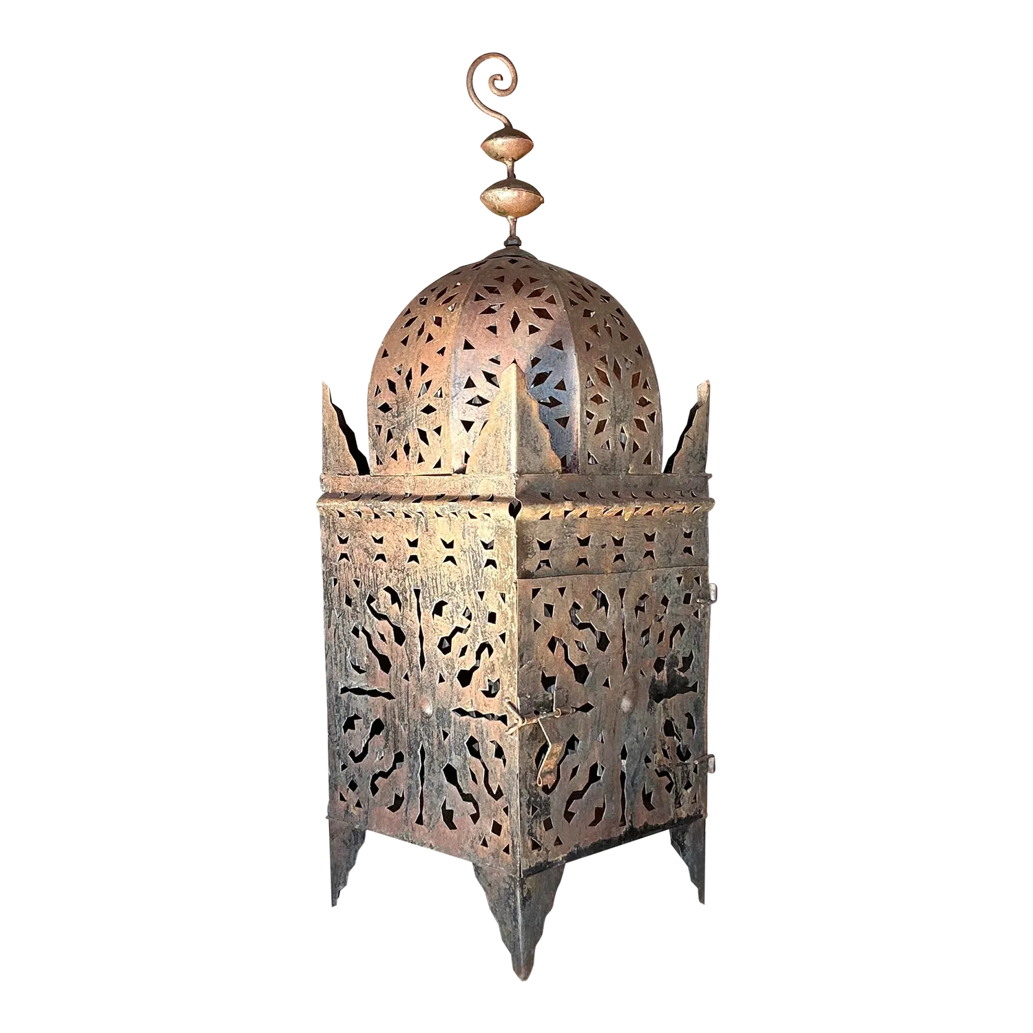 Vintage Boho Punch Cut Metal Lantern — additional photo 2