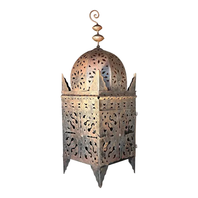 Vintage Boho Punch Cut Metal Lantern — additional photo 2