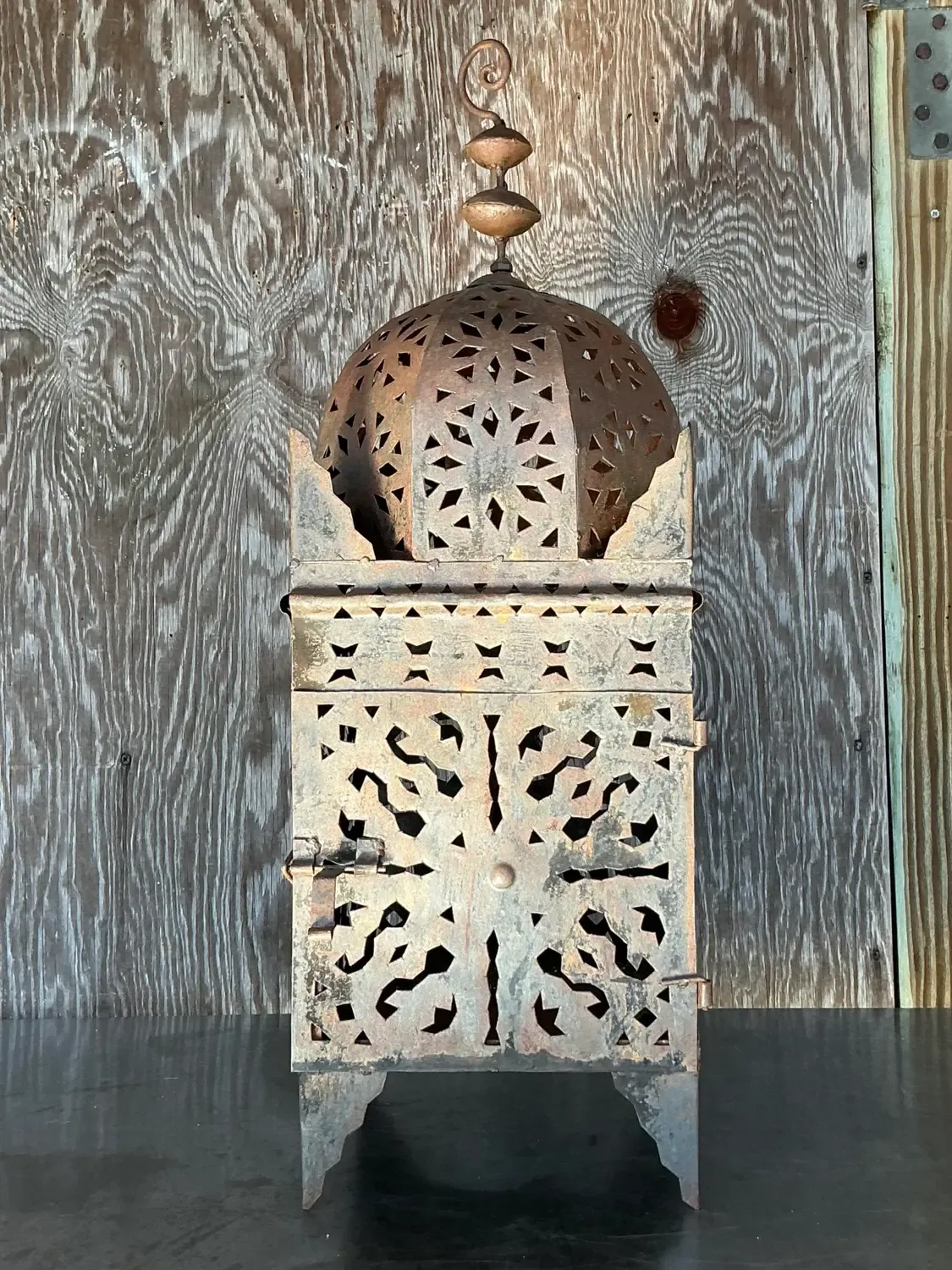 Vintage Boho Punch Cut Metal Lantern — additional photo 4