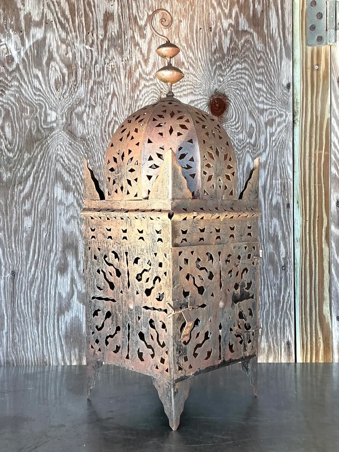 Vintage Boho Punch Cut Metal Lantern — additional photo 5