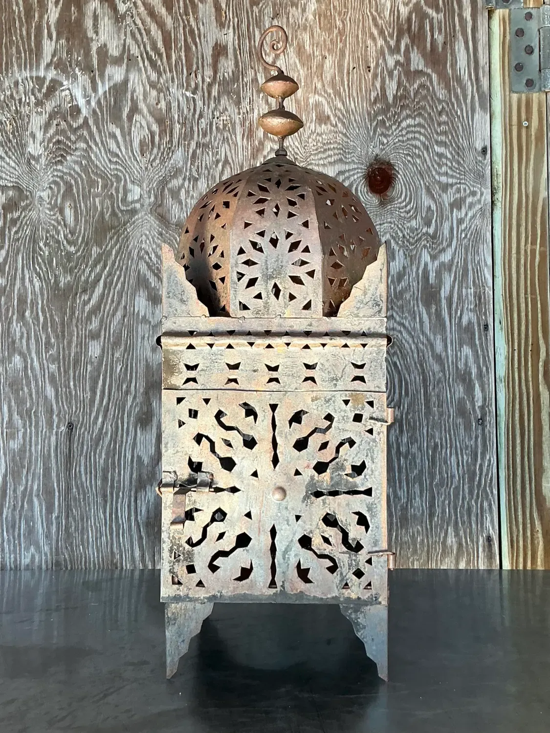 Vintage Boho Punch Cut Metal Lantern — additional photo 6