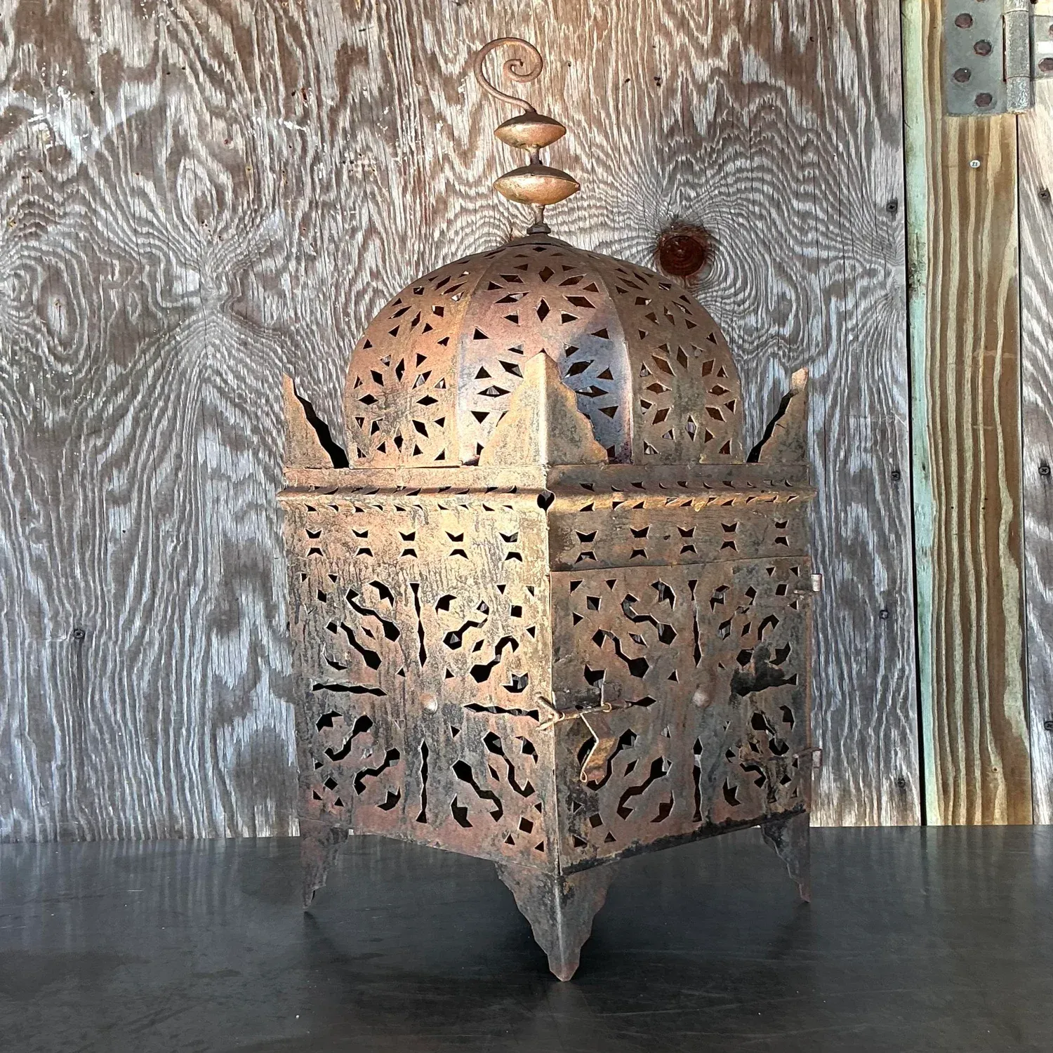 Vintage Boho Punch Cut Metal Lantern — additional photo 8