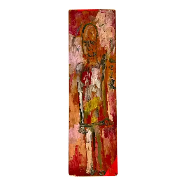 Vintage Boho Purvis Young Abstract Figural Painting on Board — additional photo 1