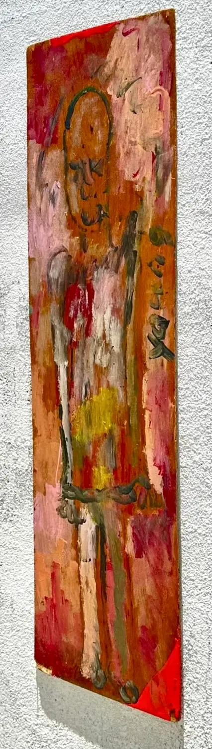 Vintage Boho Purvis Young Abstract Figural Painting on Board — additional photo 2