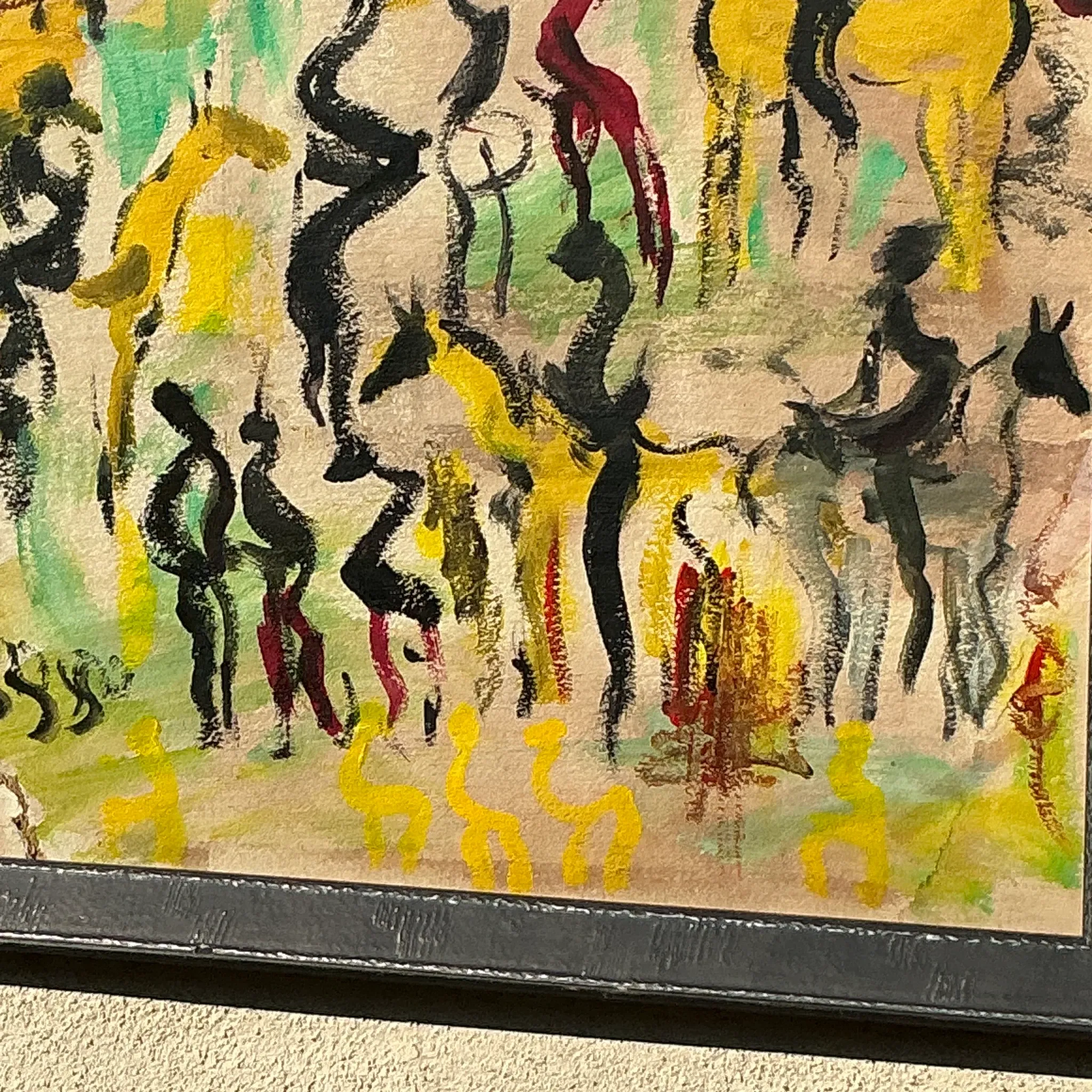 Vintage Boho Purvis Young Abstract Figurative Oil On Paper  — additional photo 2