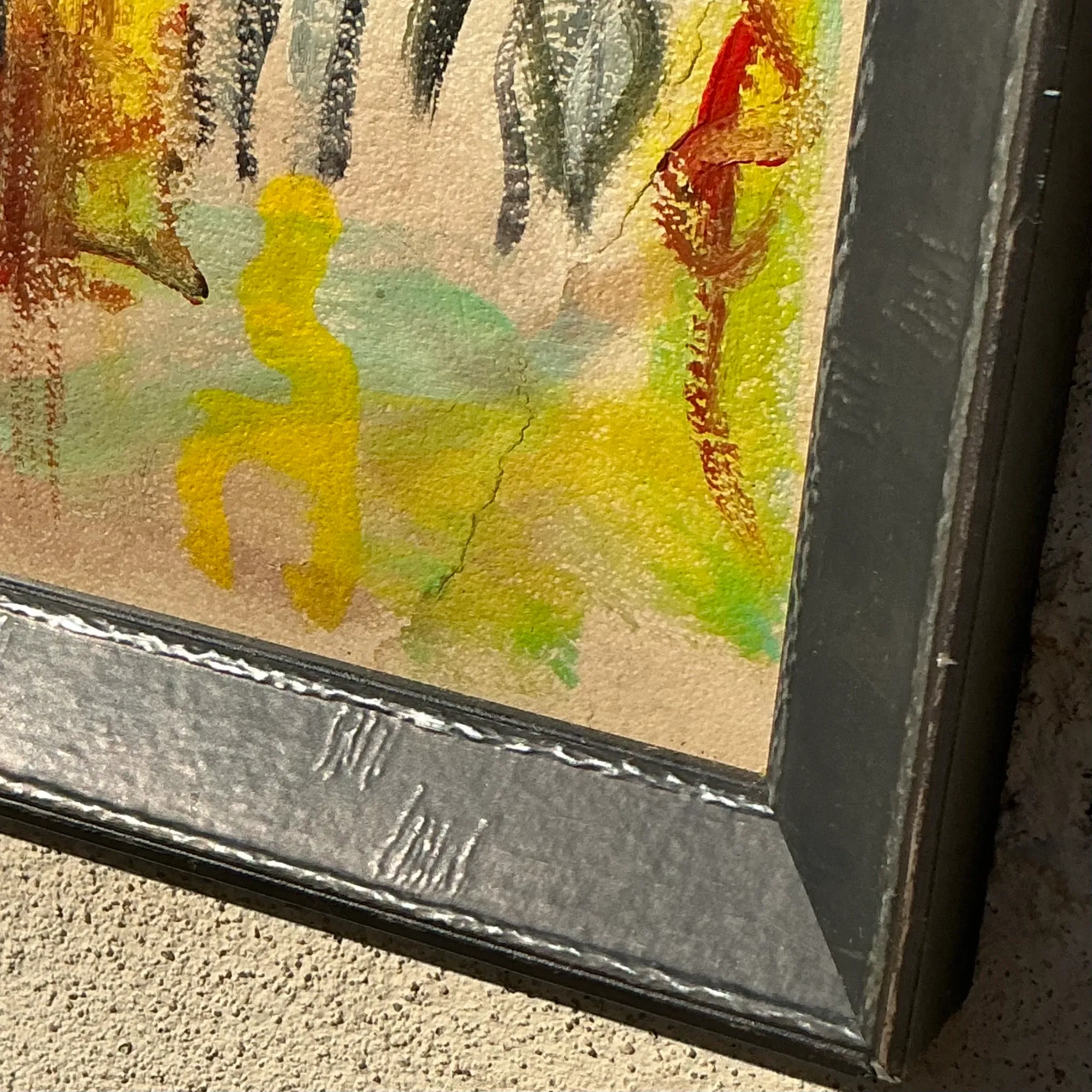 Vintage Boho Purvis Young Abstract Figurative Oil On Paper  — additional photo 4