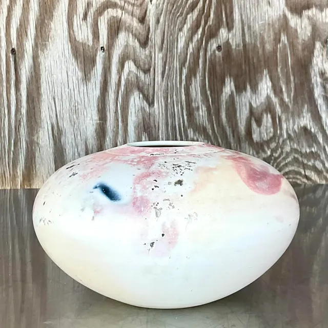 Vintage Boho Raku Fired Studio Pottery Vase — additional photo 4