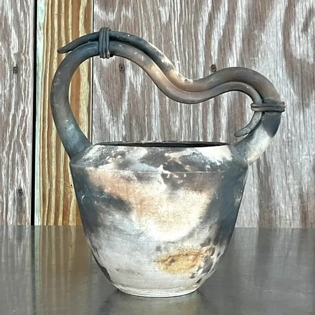 Vintage Boho Raku Fired Vase — additional photo 1