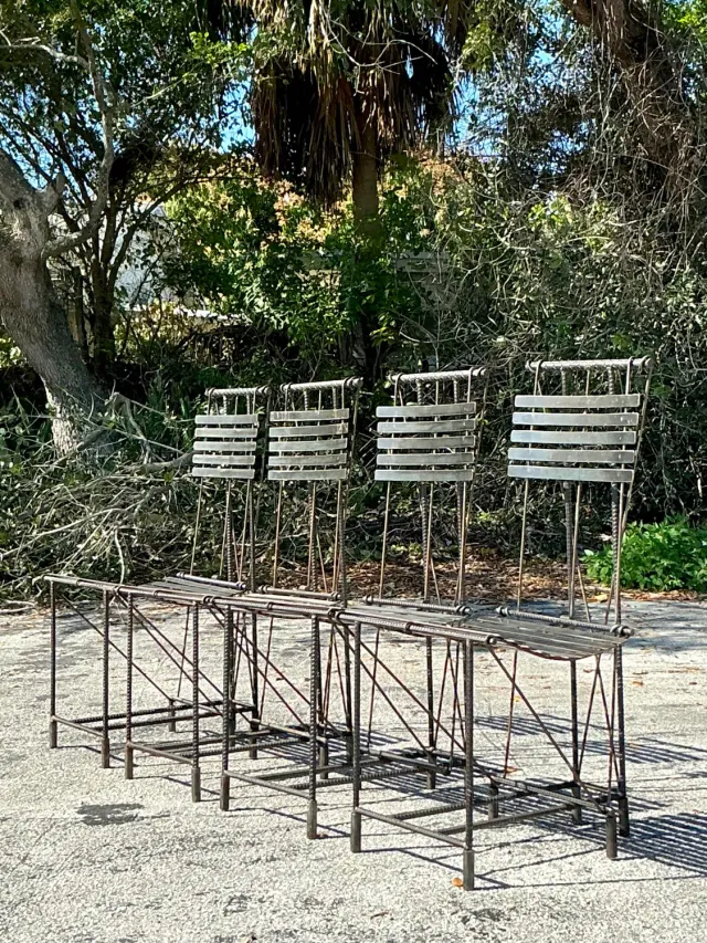 Vintage Boho Rebar Dining Chairs After Ilana Goor- Set of 4 — additional photo 1