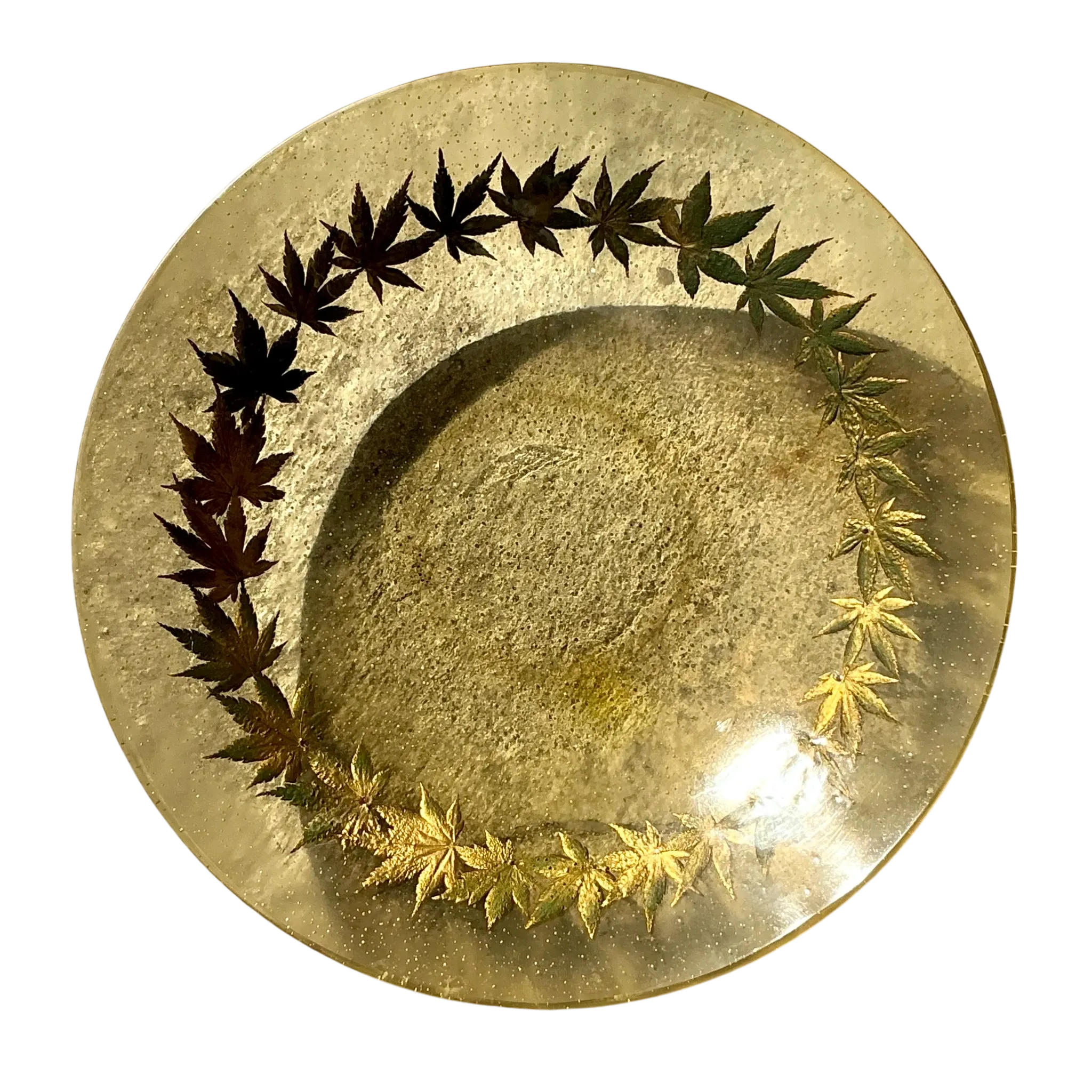 Vintage Boho Resin Centerpiece Bowl With Leaf Motif