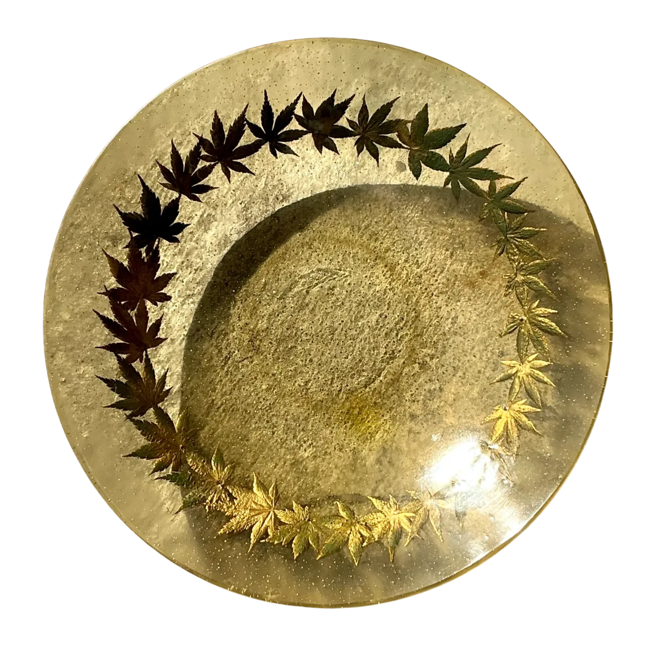 Vintage Boho Resin Centerpiece Bowl With Leaf Motif